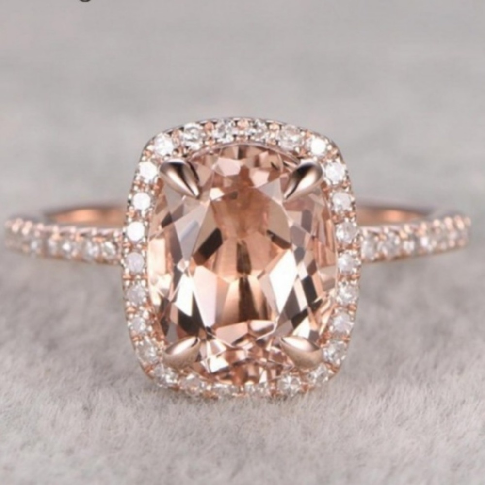 Morganite Pink CZ Diamond Wedding Band Ring NEW!! - Picture 2 of 4